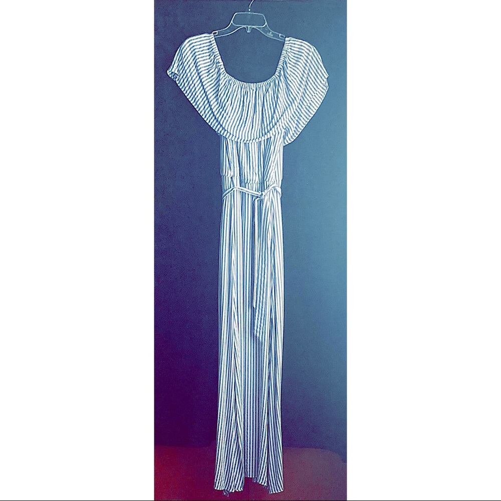 Maurices Blue and White Striped Maxi Dress